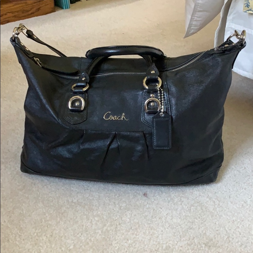 Black leather coach satchel